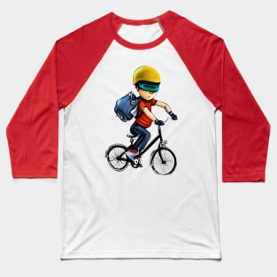 Boy Having Fun Riding His Bike Baseball T-Shirt